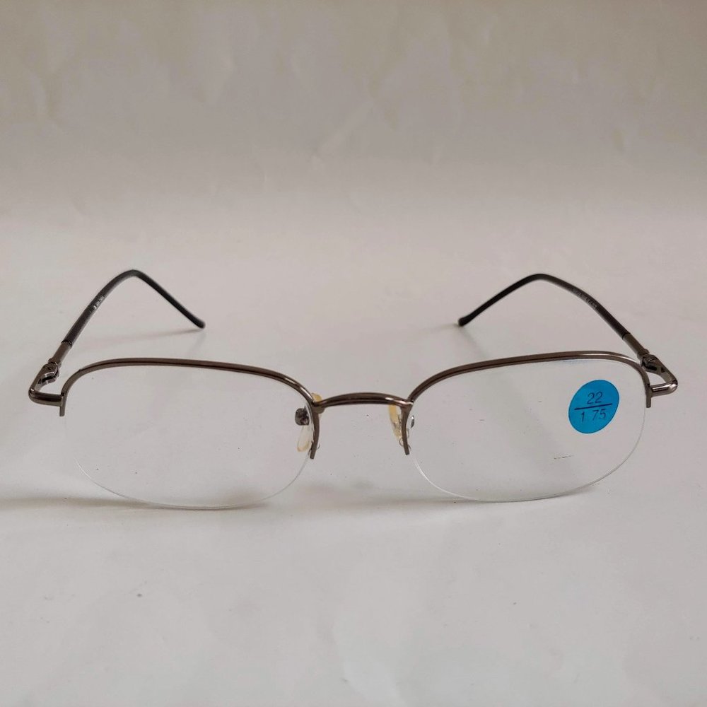 NWT Vintage 90's Rectangle Metal Semi-Rimless Reading Glasses +2.00 (S.Gunmetal)